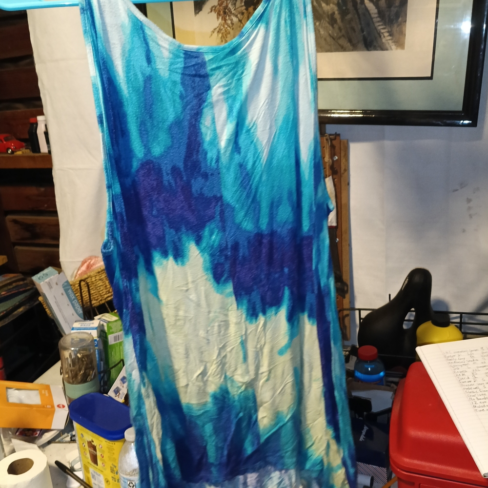 Autograph Blue and White Tie-Dye Tank Top
